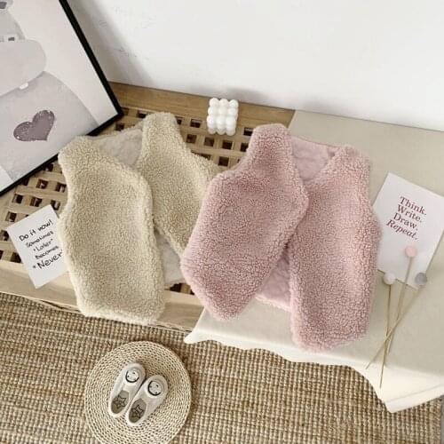 Fashion Childrens Clothing Jacket Winter New Girls Imitation Fur Vest Thicken Bubbler Baby Sleeveless Coat For Girl Chaleco