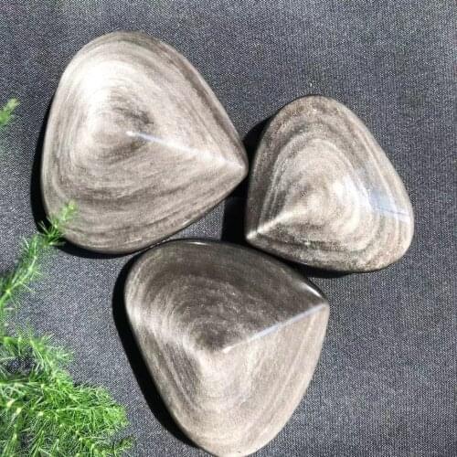Natural Silver Obsidian Crystal Hearts Gemstones Quartz Heart Shape Crystals Healing Gift 1pcs Gifts Energy