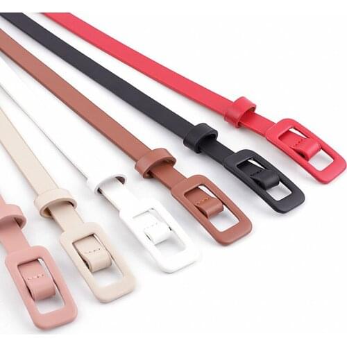 2020 new thin solid color ladies women matte PU belt fashionable Wild Needle-free hole-free dress decorative belt cinturon mujer