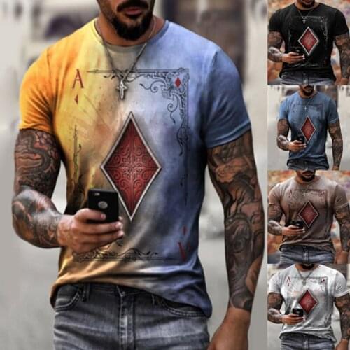 2021 Summer New Mens Fashion Vintage Poker Printed Short Sleeve Tshirts Men Oversized O Collared Graphic T Shirts Travis Scott