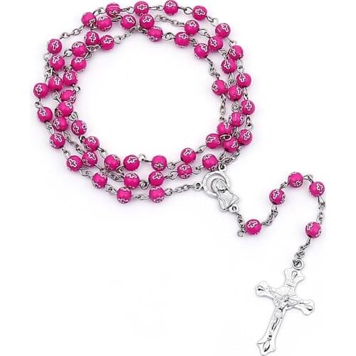 Wholesale Jesus Cross Rosary Necklace Vintage Cross Pendant Jewelry 2021 Trend Catholic Necklace zinc Alloy Accessories NEW