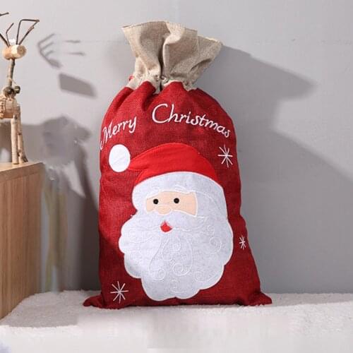 Gift Candy Bag Santa Claus Party Supplies Christmas Party Decorations Drawstring Bag Accessories Gift Bag For Christmas