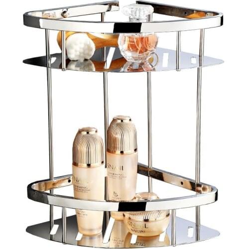 Stainless Steel Bathroom Shelves Silver Bathroom Accessories Shower Corner Shelf Shampoo Storage Rack Bathroom Basket Holder