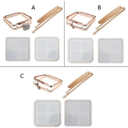 Handmade Clear Silicone Square Bags Molds Dynamic Liquid Handbags Mold Quicksand Bag Resin Casting Mold Art Craft Tools