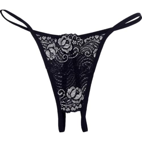 Sexy Panties Ladies Transparent Lace Sexy Panties Open Crotch Temptation Thongs Low Waist Beautiful Butt T Pants