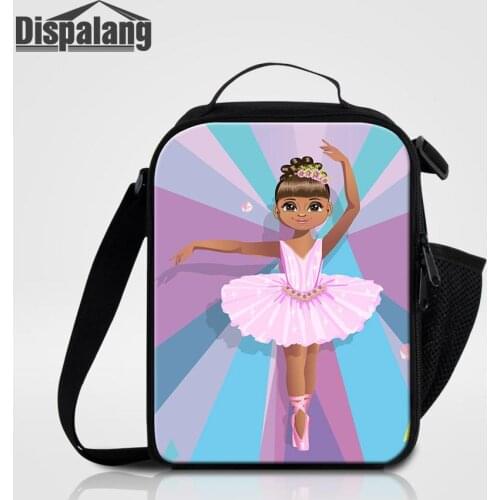 Cute Ballet Girl Pattern Appearance Lunch Bag Children Travel Shoulder Bag Insulated Food Cooler Bag Portable Cartoon Lunch Box