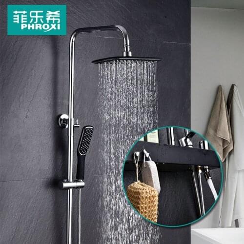 Shower Faucets bathroom thermostatic shower faucet mixer with thermostat rainfall shower panel set bath shower mixer faucet