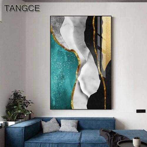 Modern Abstract Splice Color Block Painting Geometric Canvas Poster Print Nordic Wall Art Pictures for Living Room Bedroom Decor