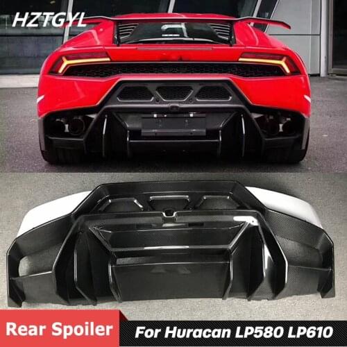 V Style Carbon Fiber Or FRP Material Rear Bumper Lip Spoiler Diffuser For Lamborghini Huracan LP610 LP580 2014-2017