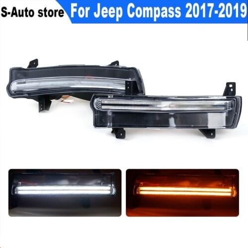 LED DRL fog lights Headlight Headlights Driving Lamp With Yellow Turn Signal Light fog light For Jeep Compass 2017 2018 2019