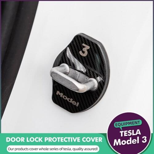 For Tesla Model 3 Model Y Door door lock stainless steel protective cover for Tesla Model Three 2017-2020 Imitation 4pcs / set