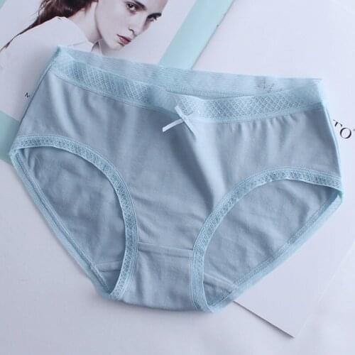 Sanderala Sexy Women Seamless Panties Comfortable Underwear New Women White Lace Bow Cotton Sexy Mid-rise Low Waist Female Brief
