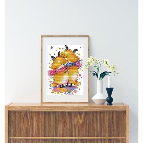 Little Fox Hug Cross Stitch patterns Kits 11ct 14ct Canvas Fabric Embroidery Home Decoration Cross Stitch Embroidery Needlework