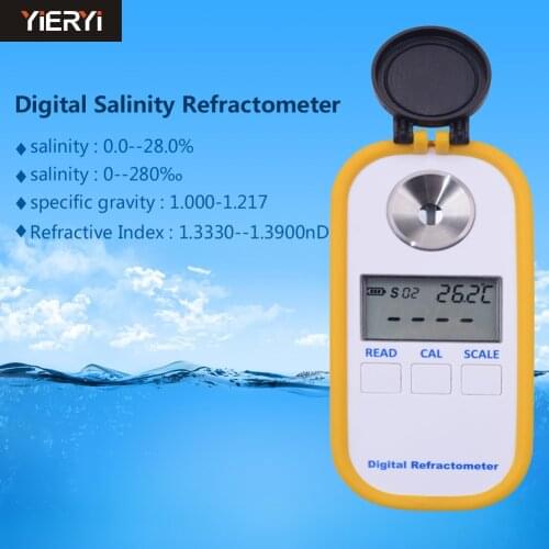 Yieryi DR201 Salinity Meter 0-28% Digital Salinity Refractometer Salt Meter Portable Water Quality Analyzer
