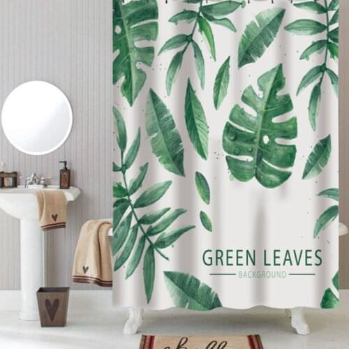 Green leaves Shower Curtains Bathroom Polyester Waterproof Shower Curtain Leaves Printing Curtains for Bathroom Shower