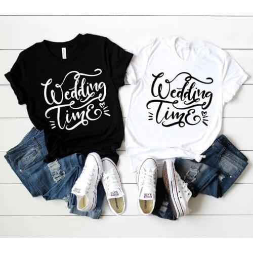 Women Summer Fashion Bride Squad Wedding Top Tee Shirt Wedding Time T-shirt Ladies Bachelorette Party Bridal Bridesmaid Tshirts