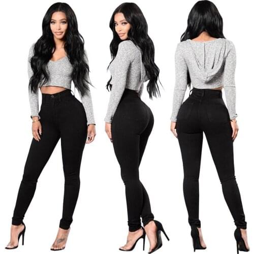 Woman Rock High Waist Slim Hip Jeans 2021 Spring Summer Solid Stretch Thin Long Pant Female Casual Plus Size Bodycon Trousers