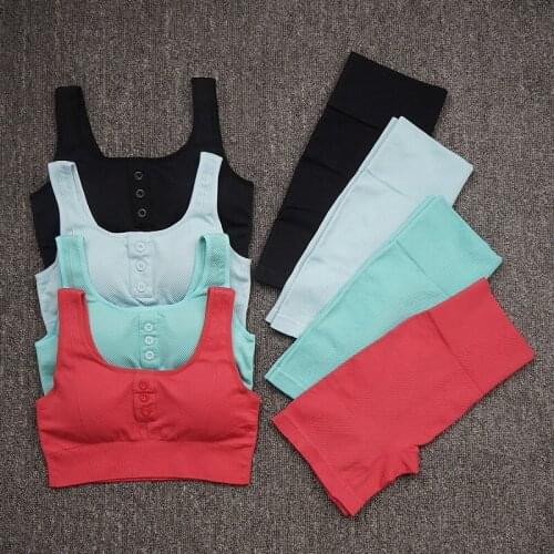 2021 New Women 2PCS Seamless Yoga Set Fitness Sports Set Workout Sportswear Sports Bra High Waist Shorts Running Gym Sets Female