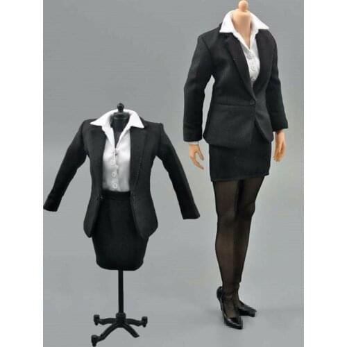 1/6th Black Suit Short Skirt Ladies Clothes Fit 12" Female Action Figure Body Toy