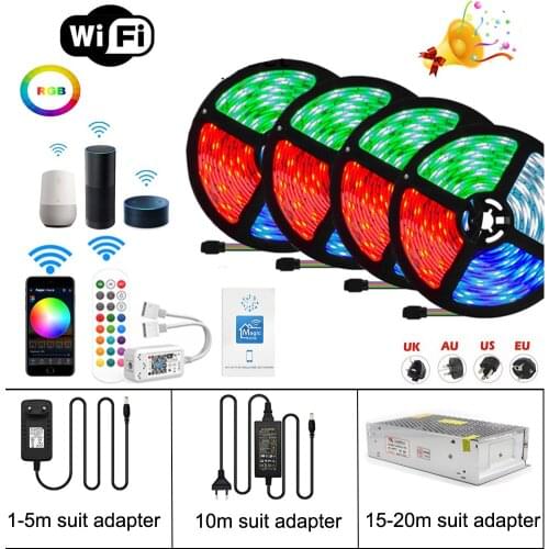 1M 5M 10M 15M 20M DC12V 5050 WIFI Flexible RGB / RGBW / RGBWW LED Strip Works With Alexa Google Home IFFFT Smartphone Controlled