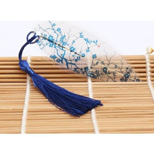 1pcs Blue Plum Blossom Veins Bookmark Creative Gifts Classical Flowers China Wind Student Awards