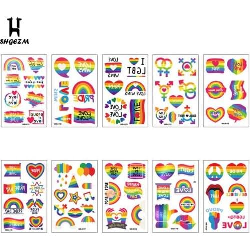 10Pcs Temporary Fake Tattoo Gay Waterproof Sticker Rainbow Flag Tattoo Stickers Rainbow Tattoo Stickers Sticker Stickers