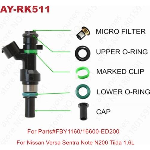 100sets/500pcs Fuel Injector Repair Sevince Kits for Nissan Tiida Versa 1.6L Parts#16600-ED000/FBY1160
