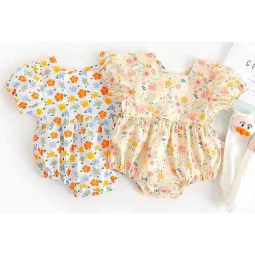 2 Colors Summer Newborn Romper Cute Floral Outfits Clothing Baby Girls Bodysuits Cotton Outdoor One Piece Jumpsuit