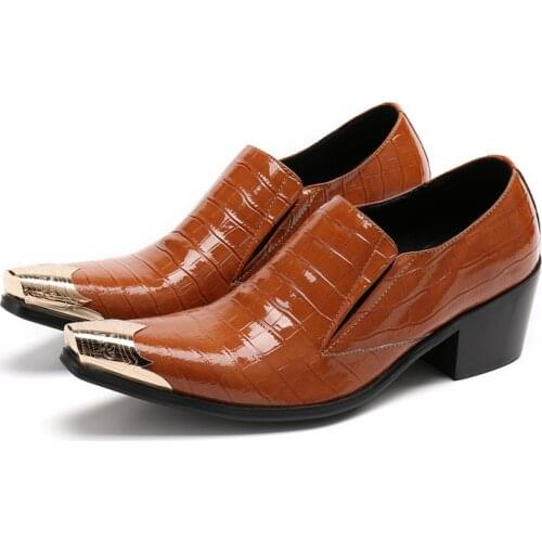 2022 mens formal shoes genuine leather high heels gents suit official shoes for men pointed steel toe dress oxford sapato social