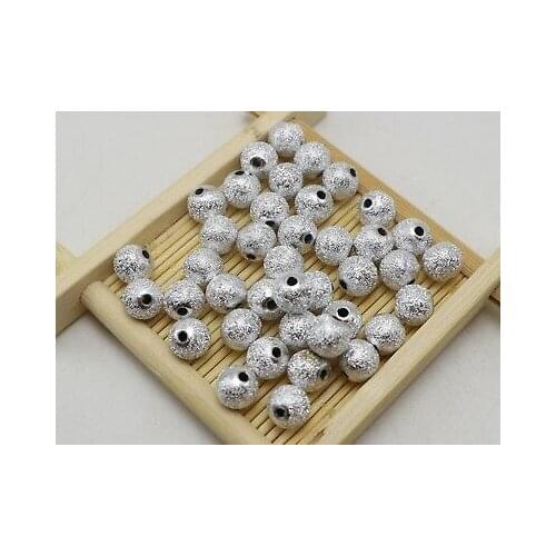 200 Silver-Color Glitter Acrylic Round Beads 8mm(0.31") Spacer Jewelry Making