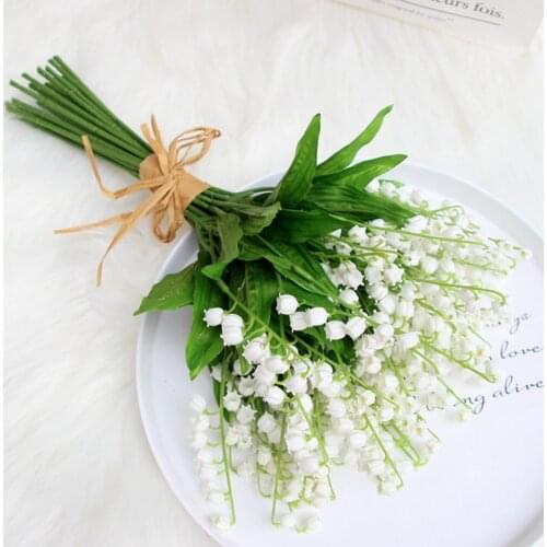 12pcs Artificial Lily of The Valley Flowers Flowers Bouquet for Wedding Party Decoration Fake Flowers Garden Supplies Floral