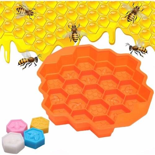 DIY Honey Comb Honey Mold Silicone Cake Pan Comb Bees Soap Mould 19 Cell Beeswax Ice Jelly Cake Bakeware Decoration