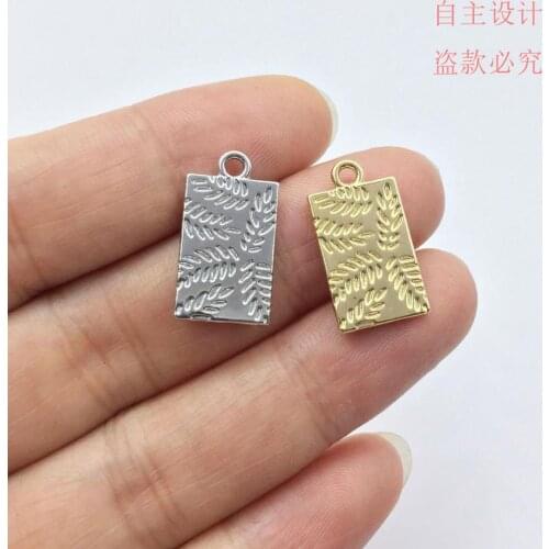 Eruifa 20pcs 10*18mm Leaves print gold/Silver plated Zinc alloy Charms Pendant Jewelry DIY Necklace 2 colors