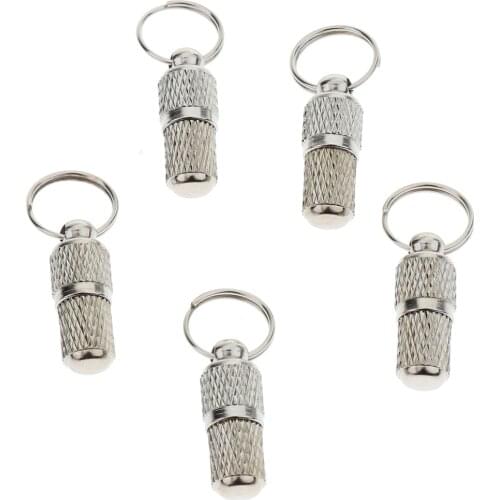 5pcs Pet Dog Cat ID Tags Personalized Pet ID Tag Tube Necklace Pendant for Dogs and Cats, No Noise, Iron Quiet Tags Silver