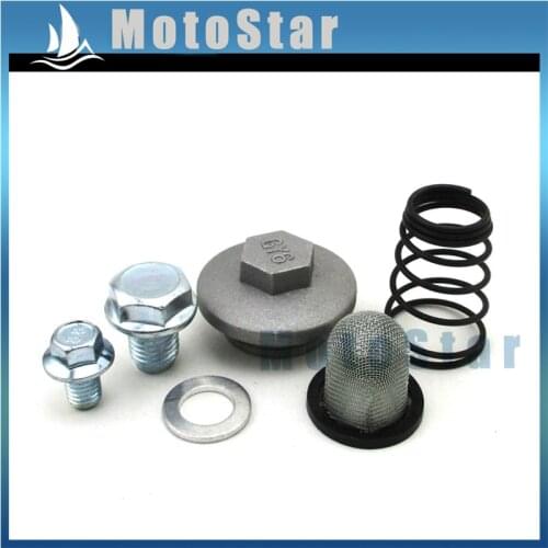 Oil Strainer Cap Drain Plug Bolt Screen Seal Spring For Chinese GY6 50cc 125cc 150cc Moped Scooter ATV Quad