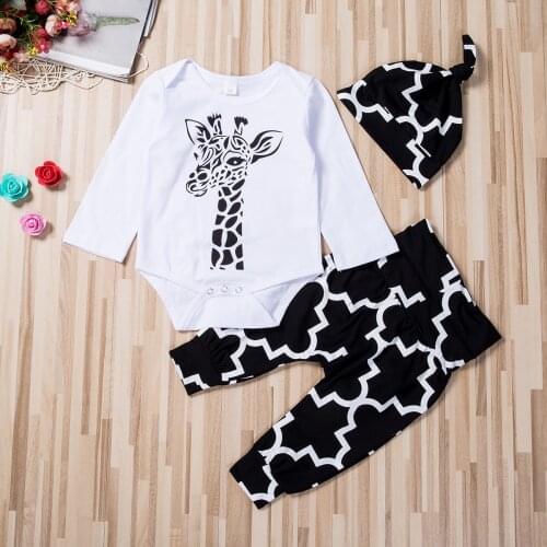 Pudcoco 2020 Newborn Kid Baby Boy Girl 3pcs Clothes Jumpsuit Romper Long Pants Hat Outfit Set