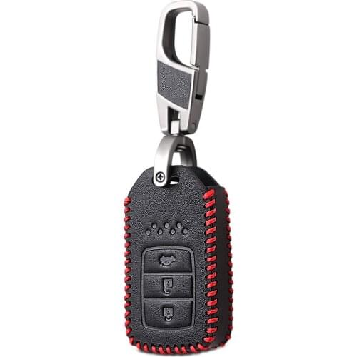 Leather Car Key Case cover Fob Hood Fit For 2015 2016 2017 Honda Civic Crv Crad V Accord Pilot Shell Protector 3 Button