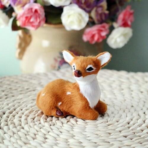 Mini cute simulation deer toy polyethylene & furs lying deer model gift about 9x4.5x8cm 1557