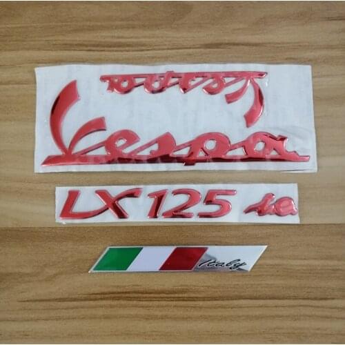Motorcycle 3D Red Italy Italian Flag Car Emblem Stickers Decal for PIAGGIO Vespa LX 125 LX125 ie