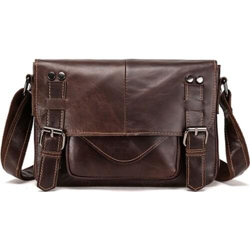 Genuine Leather 100% Cowhide Men Sling Shoulder Briefcase Bag Famous Brand Business Male Cross Body Messenger Bags High Quality