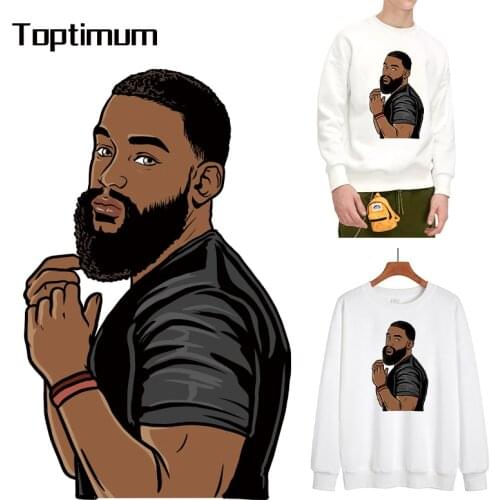 Patches On Clothes Heat Transfer Black Men T-shirt Jacket Thermal Sticker Iron-On Patches Scary Squad Diy Clothing Accessories