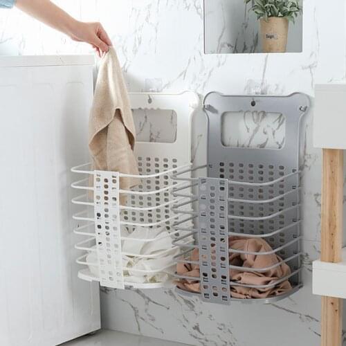 New Folding Laundry Basket S/M/L Size Household Laundry Hamper Basket Shelf Wall Mounted Dirty Clothes Storage Organizer Baskets