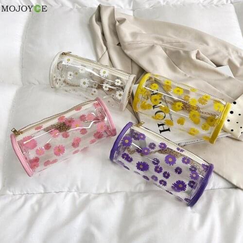 Girls Brief Womens Casual Messenger Bags Vintage Transparent Messenger Bag Casual Ladies Chain Daisy Printing Purse