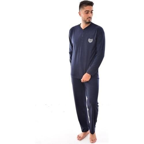 Pemilo Men Long Sleeve Single Jersey Pajama set