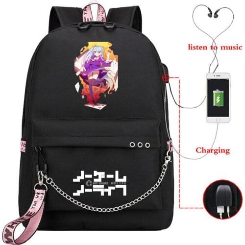 Hot Anime No Game No Life Fashion USB Backpack School Bags Bookbag Cartoon Boys Girls Kids Teens Travel Shoulder Bags Gift
