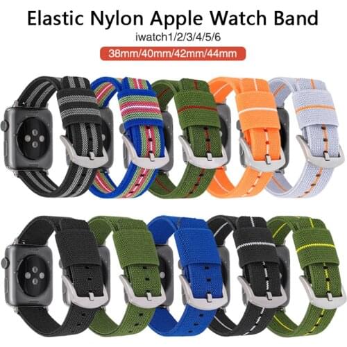 Nylon Strap for Apple Watch Band 44mm 40mm 42mm 38mm Sport Elastic Metal Buckle Wrist Bracelet for iWatch Series 1 2 3 4 5 6 SE
