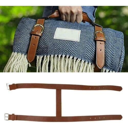 Outdoor PU Leather Handle Portable Camping Picnic Detachable Blanket Rug Carry Strap Shoulder Bag Belt Replacement Accessories
