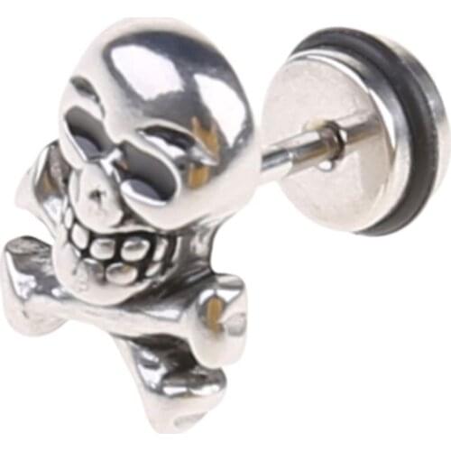 Retro Skull Head Ear Piercing Studs Earrings Titanium Steel Ear Ring Ghost Studs