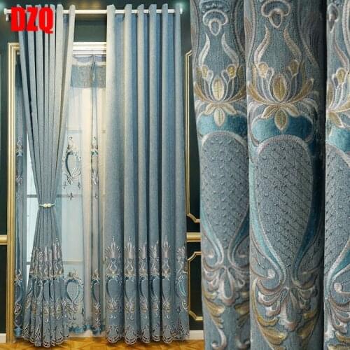 Chenille Embroidered European Curtain for Living Room Bedroom Luxurious Atmosphere Simple European Full Shading New Style