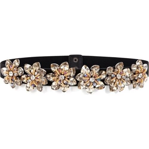 Luxury Rhinestone Dress Belts Women Colorful Crystal Gem Elastic Waistband Fashion Ladies Corset Summer Dress Accessories DP09